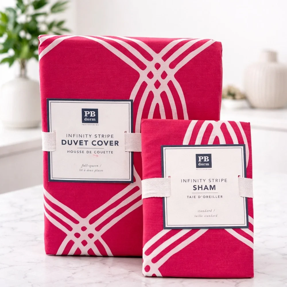 Pottery Barn Pink and White Bedding Set NEW